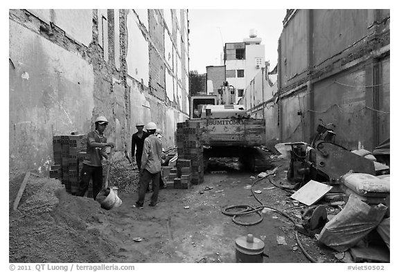 Buiding in construction in narrow space. Ho Chi Minh City, Vietnam