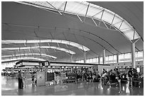 Main concourse, Tan Son Nhat International Airport. Ho Chi Minh City, Vietnam (black and white)