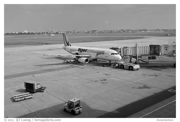 Tarmac, Tan Son Nhat International Airport. Ho Chi Minh City, Vietnam (black and white)