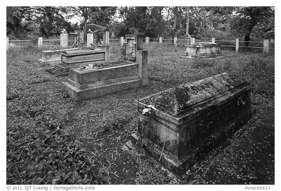 Luong family cemetery. Ben Tre, Vietnam (black and white)