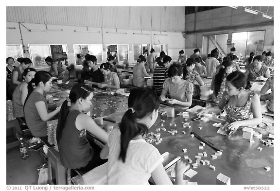 Coconut candy factory. Ben Tre, Vietnam (black and white)