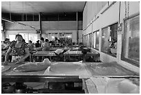 Uncut coconut candy in factory. Ben Tre, Vietnam (black and white)