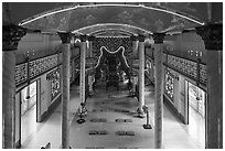 Main room from above, Saigon Caodai temple, district 5. Ho Chi Minh City, Vietnam ( black and white)