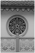 Circular motif, Saigon Caodai temple, district 5. Ho Chi Minh City, Vietnam (black and white)