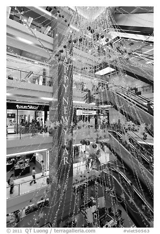Shopping center. Ho Chi Minh City, Vietnam (black and white)