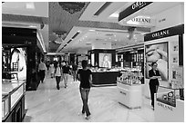 Designer brands in shopping center. Ho Chi Minh City, Vietnam ( black and white)