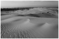 Mui Ne sand dunes, town in the distance. Mui Ne, Vietnam ( black and white)