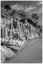 Colorful rock and sand formations above Fairy Stream. Mui Ne, Vietnam (black and white)