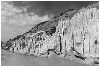 Eroded sandstone cliffs and Fairy Stream. Mui Ne, Vietnam (black and white)
