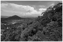 Mountain forest and plain dotted with hills. Ta Cu Mountain, Vietnam ( black and white)