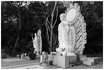 Two Buddhist statues. Ta Cu Mountain, Vietnam (black and white)