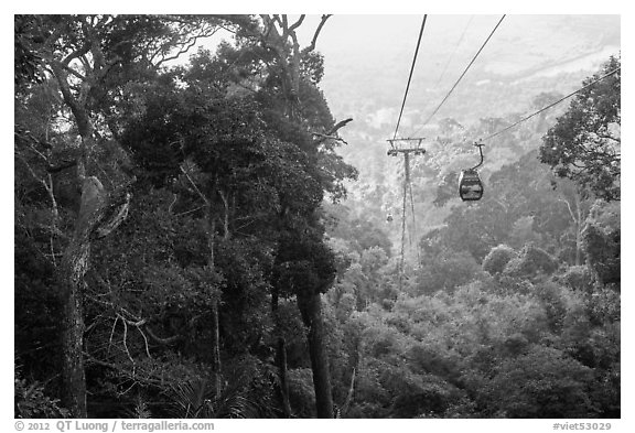 Cable car and tropical forest. Ta Cu Mountain, Vietnam