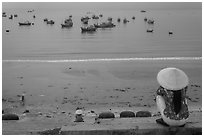 Above the fishing harbor, Lang Chai. Mui Ne, Vietnam ( black and white)