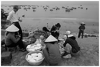 Breakfast at street food stall, Lang Chai. Mui Ne, Vietnam ( black and white)