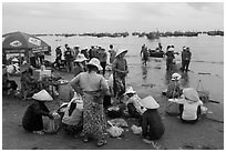 Beach market, Lang Chai. Mui Ne, Vietnam (black and white)