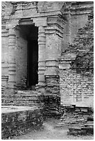 Entrance to sanctuary in Cham Tower. Mui Ne, Vietnam (black and white)