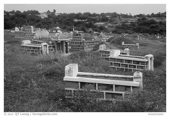 Cemetery. Mui Ne, Vietnam (black and white)