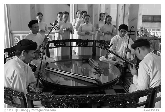 Musicians on mezzanine, Great Temple of Cao Dai. Tay Ninh, Vietnam