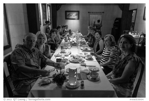 Dinner at Mandarine Restaurant. Ho Chi Minh City, Vietnam (black and white)