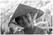 Portrait of girl with conical hat, Phoenix Island. My Tho, Vietnam ( black and white)
