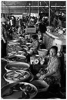 Fishmongers, Cai Rang. Can Tho, Vietnam (black and white)