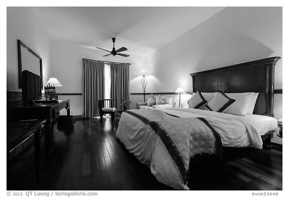 Victoria Can Tho Resort guestroom. Can Tho, Vietnam (black and white)