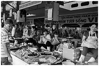 Vendors in Ben Thanh market. Ho Chi Minh City, Vietnam ( black and white)