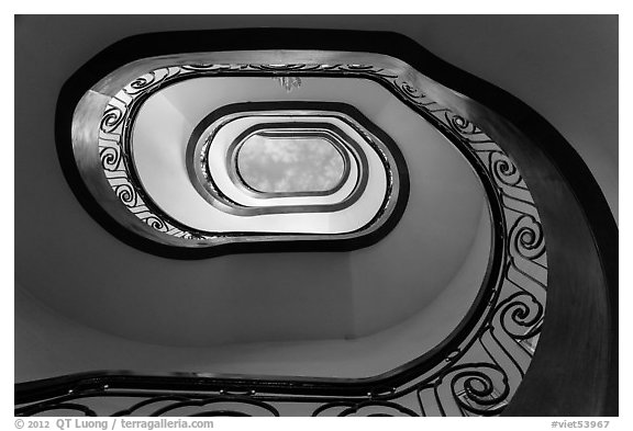 Stairway, Majestic Hotel. Ho Chi Minh City, Vietnam (black and white)