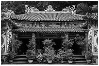 Linh Ung pagoda facade,. Da Nang, Vietnam (black and white)