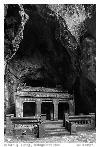 Santuary in Buddhist grotto, Thuy Son. Da Nang, Vietnam