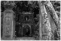 Gate at the entrance of Huyen Khong cave. Da Nang, Vietnam (black and white)