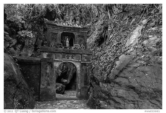 Gate in the jungle, Thuy Son hill, Marble Mountains. Da Nang, Vietnam