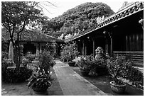 Temple on Thuy Son, Marble Mountains. Da Nang, Vietnam ( black and white)