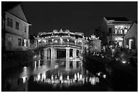 Japanese Bridge on lantern festival night. Hoi An, Vietnam (black and white)