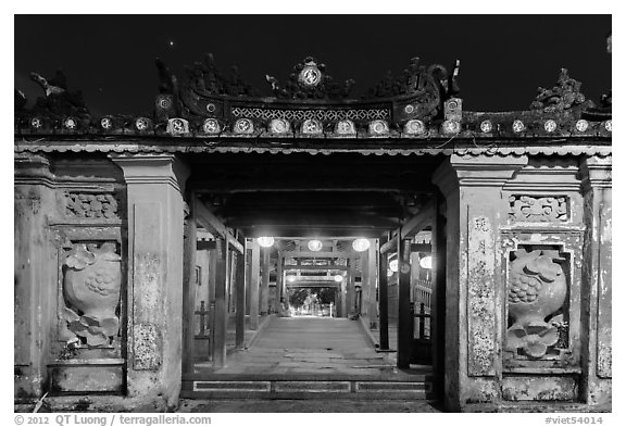 Covered Japanese Bridge gate at night. Hoi An, Vietnam