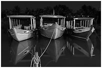 Boats at night. Hoi An, Vietnam (black and white)