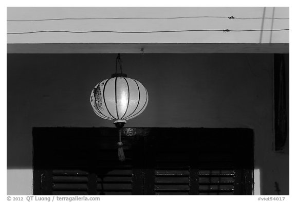 Paper lantern at night. Hoi An, Vietnam (black and white)