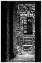 View from inside champa tower temple. My Son, Vietnam (black and white)