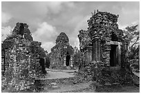 Hindu tower temples. My Son, Vietnam ( black and white)