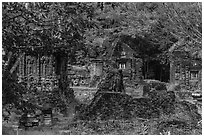 Hindu temple archeological complex. My Son, Vietnam ( black and white)