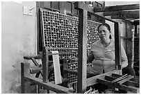 Silk making workshop. Hoi An, Vietnam (black and white)