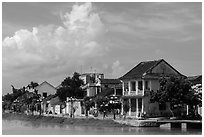 Waterfront houses. Hoi An, Vietnam (black and white)