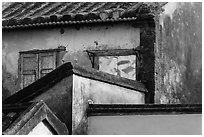 Building corners detail. Hoi An, Vietnam (black and white)