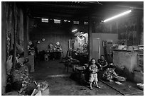 Family kitchen area, Quan Thang house. Hoi An, Vietnam ( black and white)