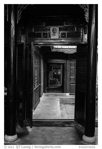 Corridors and atrium, Quan Thang house. Hoi An, Vietnam (black and white)
