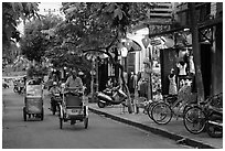 Street at dusk. Hoi An, Vietnam (black and white)