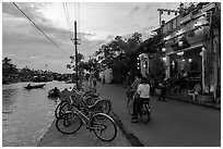 Waterfront at dusk. Hoi An, Vietnam (black and white)