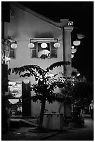 Townhouse with lanterns. Hoi An, Vietnam (black and white)
