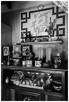 Ancestral altar, Cam Kim Village home. Hoi An, Vietnam (black and white)