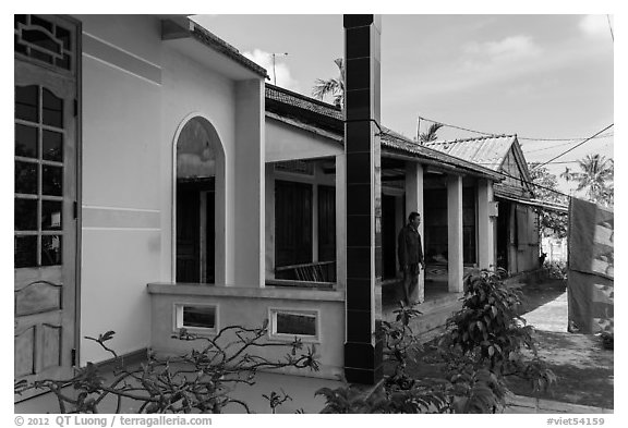 Three generations of homes, Cam Kim Village. Hoi An, Vietnam (black and white)